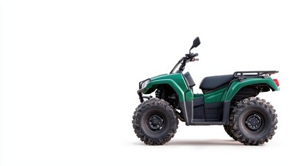 Obraz premium Utility quad bike with tool attachments, isolated, farm and field ready