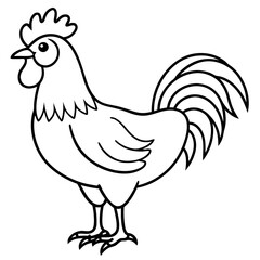 Modern Rooster Outline