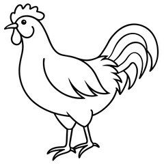 Modern Rooster Outline