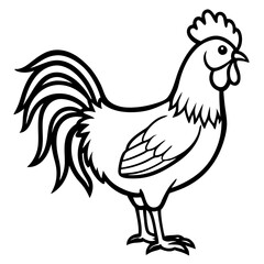 Modern Rooster Outline