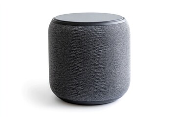 Grey Fabric Covered Cylindrical Smart Speaker