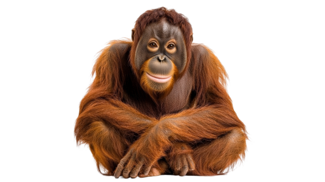 Orangutan relaxing indoors during daytime