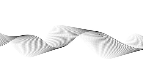 Fototapeta premium Grey and black wave, curve lines on transparent background.Modern grey wave on white background,Abstract black wave lines on white background,black wave for design brochure, website, flyer.
