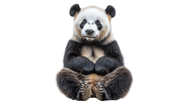 Cute panda sitting calmly in a relaxed pose