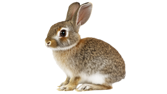 Cute rabbit sitting quietly on a white background
