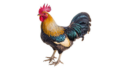 Fototapeta premium Colorful rooster stands proudly in a relaxed pose