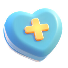 Obraz premium 3d blue heart with medical cross symbol icon aid donation medical and healthcare laboratory concept