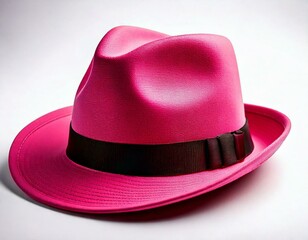 Pink fedora hat on a white background