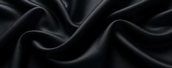 Obraz premium Luxurious black silk, soft sheen, ample blank area , premium, shiny
