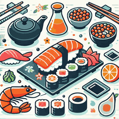 seafood, sushi, gourmet, fresh, delicious, rice, food, traditional, fish, japanese, cuisine, sashimi, maki, asian, tasty, culinary, healthy, salmon, roll, lunch, japan, seaweed, restaurant, dinner, as