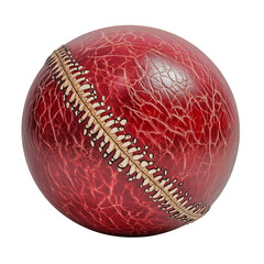 Red leather cricket ball isolated on white or transparent background