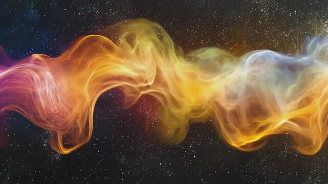 Celestial Dance: An abstract composition swirls with ethereal beauty, colored with radiant hues and dynamic form, evokes a sense of wonder and boundless energy. 