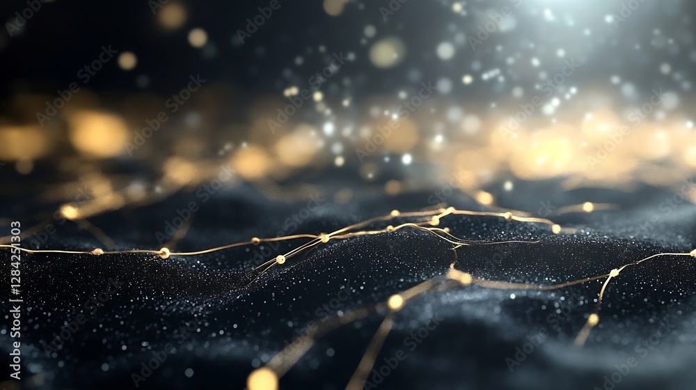 Leinwandbilder abstract closeup of digital connections and glowing particles on a textured surface representing tec