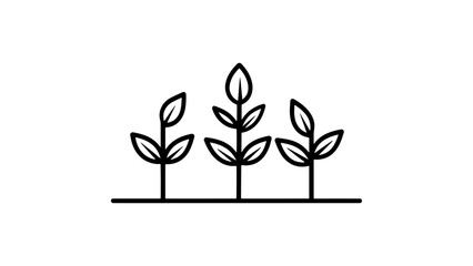 Simple Line Art of Growing Plants