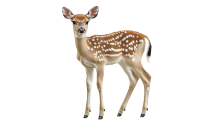 Young deer stands gracefully in open field