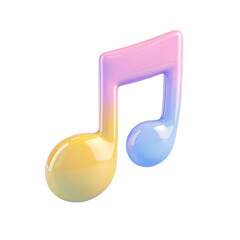 3D Music Note Icon Isolated on transparent background