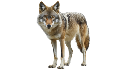 Wolf in natural pose on white background