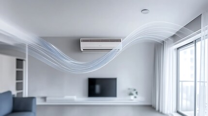 Air conditioner cooling modern living room