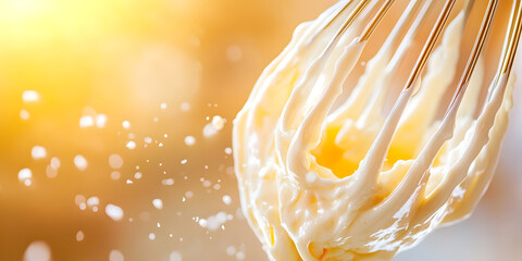 Whisk with Cream Close Up, Kitchen Art, Food Photography, Cooking Decoration, Culinary Image, Dessert Making Photo, Baking Enthusiast Art