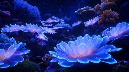 Glowing Underwater Floral Coral Reef