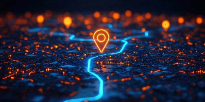 A map of a city with a red dot on it