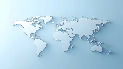 Naklejka premium Detailed Blue World Map Showing Continents Countries and Oceans on Pale Blue Background