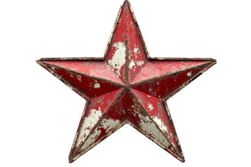 Vintage red metal star with rustic finish
