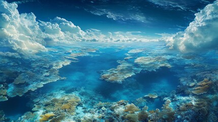 Naklejka premium Vibrant Aerial View of a Fluffy Cloudscape on a Blue Sky in Bright Daylight