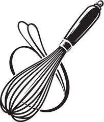 Obraz premium Black Color Whisk Silhouette Vector Illustration design, Solid White Background