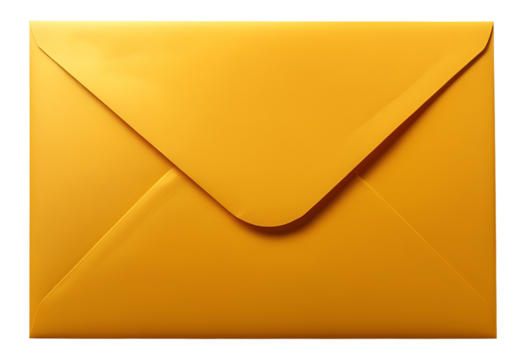 Yellow Envelope on a Transparent Background