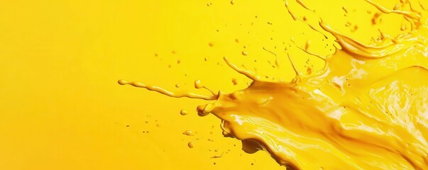 Vibrant yellow paint splash on bright background