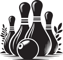 Fototapeta premium Black Color Bocce Silhouette Vector Illustration design, Solid White Background