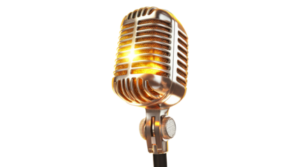 Vintage mic gleaming in the spotlight