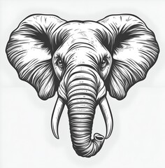 Obraz premium Detailed illustration capturing the majestic head of an elephant in artistic style