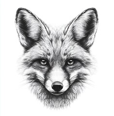 Naklejka premium Artistic black and white drawing depicting a fox in detailed and captivating style