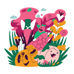 vector colorful economy trading graph cash money linked with curved dash line over the world bank 
