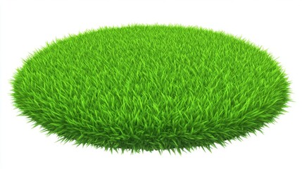 Isolated Lush Green Grassy Patch on White Background Studio Shot Detailed View