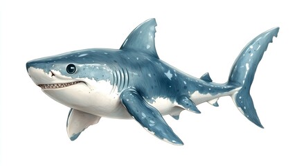 Fototapeta premium A cheerful shark with a big grin swimming joyfully in the ocean depths