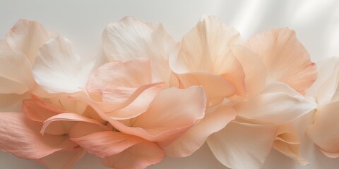 Fototapeta premium Delicate layered petals in soft peach tones create a calming floral abstract