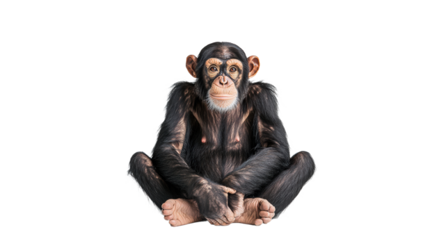 Calm chimpanzee in deep thought