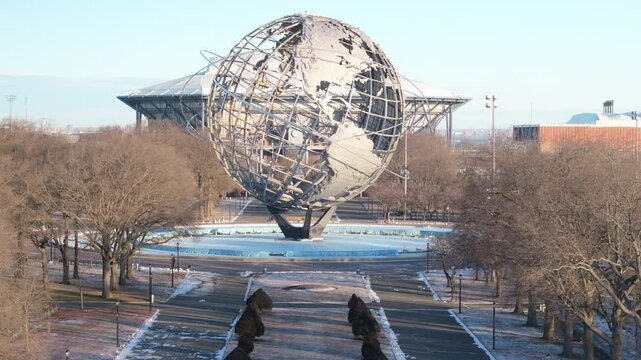 Aerial view of The Unisphere in Flushing Meadows Corona Park