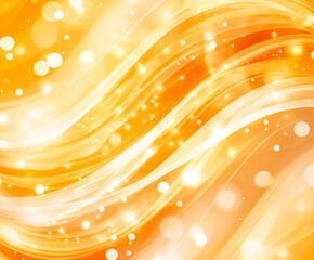 Golden abstract background with sparkling waves and bokeh effect