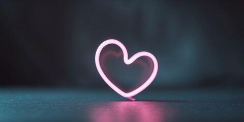 Glowing neon heart showing love and affection on valentine's day.