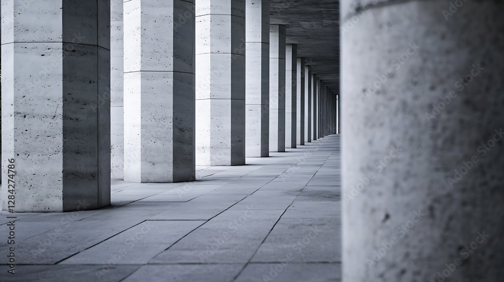 Leinwandbilder minimalist architectural design featuring a corridor lined with smooth concrete pillars and elegant 