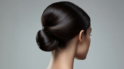 Sleek and Elegant Hair Bun Style on a Woman's Hair Model