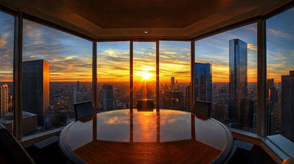 Obraz premium Sleek Office with Natural Light and Greenery