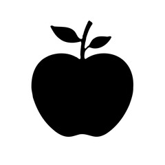 Black Apple Silhouette on a White Backdrop