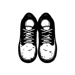 Monochrome Sketch of Footwear on White Space