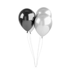 Elegant black and silver balloons floating joyfully celebrating a special occasion