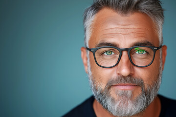 Fototapeta premium Portrait of confident mature businessman wearing eyeglasses and looking serious
